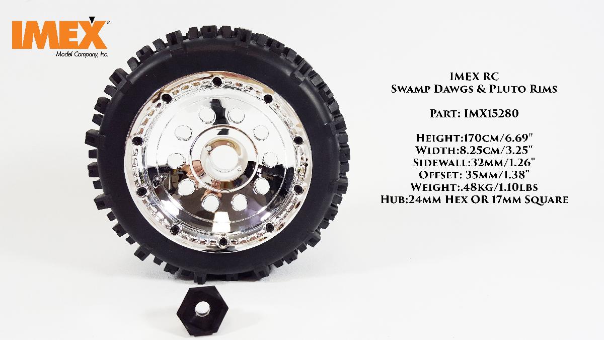 Swamp Dawg Tires w/ Rear Yuma Beadlock Rims (Chrome/Chrome) (1 Pair) - Low profile Monster Truck tires with beadlocks