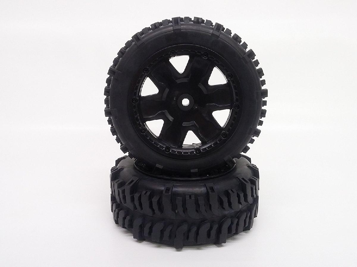Swamp Dawg Tires w/ Front Yuma Beadlock Rims (Black) (1 Pair) - Low profile Monster Truck tires with beadlocks.