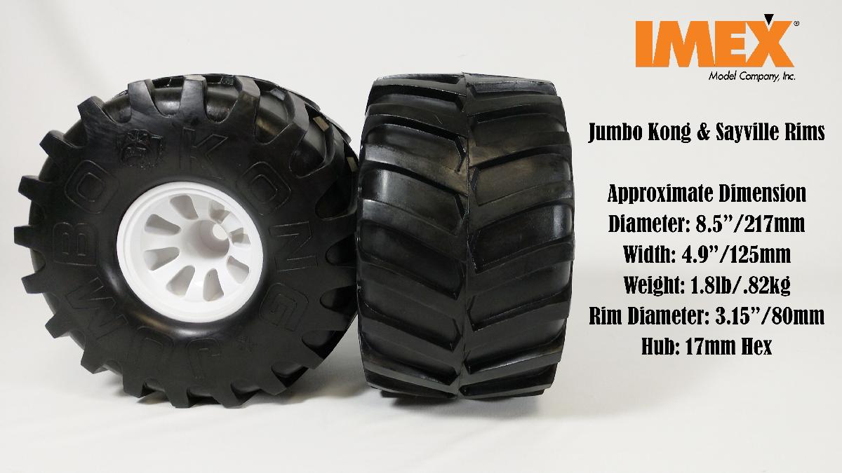 Jumbo Kong Tire w/ Sayville Rims (White) (2 Pair) - (x4) Tires, rims, and foams!