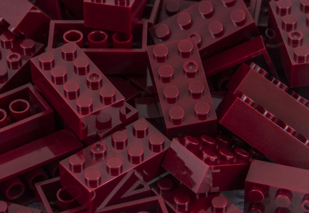 2x4 Stud Brick Red Compatible Premium Blocks, 100 pc