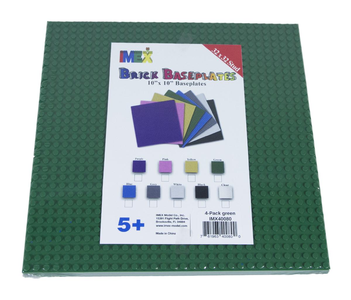 32 STUD X 32 STUD GREEN COMPATIBLE BASEPLATES, 4PACK