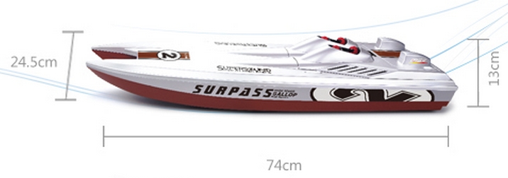 29 IN R/C BOAT. 2 Paint Schemes Available. Includes Radio, Battery and Charger