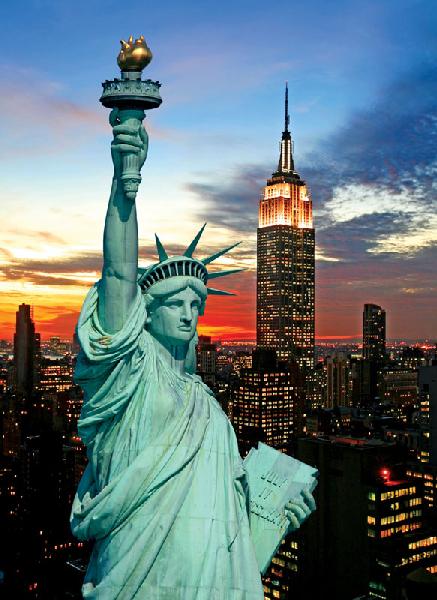 THE STATUE OF LIBERTY, NEW YORK CITY, USA 500 PIECE PUZZLE GLOW-IN-THE-DARK