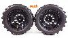 J-7 Tires w/ Pluto Beadlock Rims (Black/Red) (1 Pair) - Prebuilt Monster Truck Tires