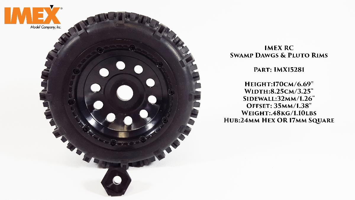 Swamp Dawg Tires w/ Rear Yuma Beadlock Rims (Black/Black) (1 Pair) - Low profile Monster Truck tires with beadlocks