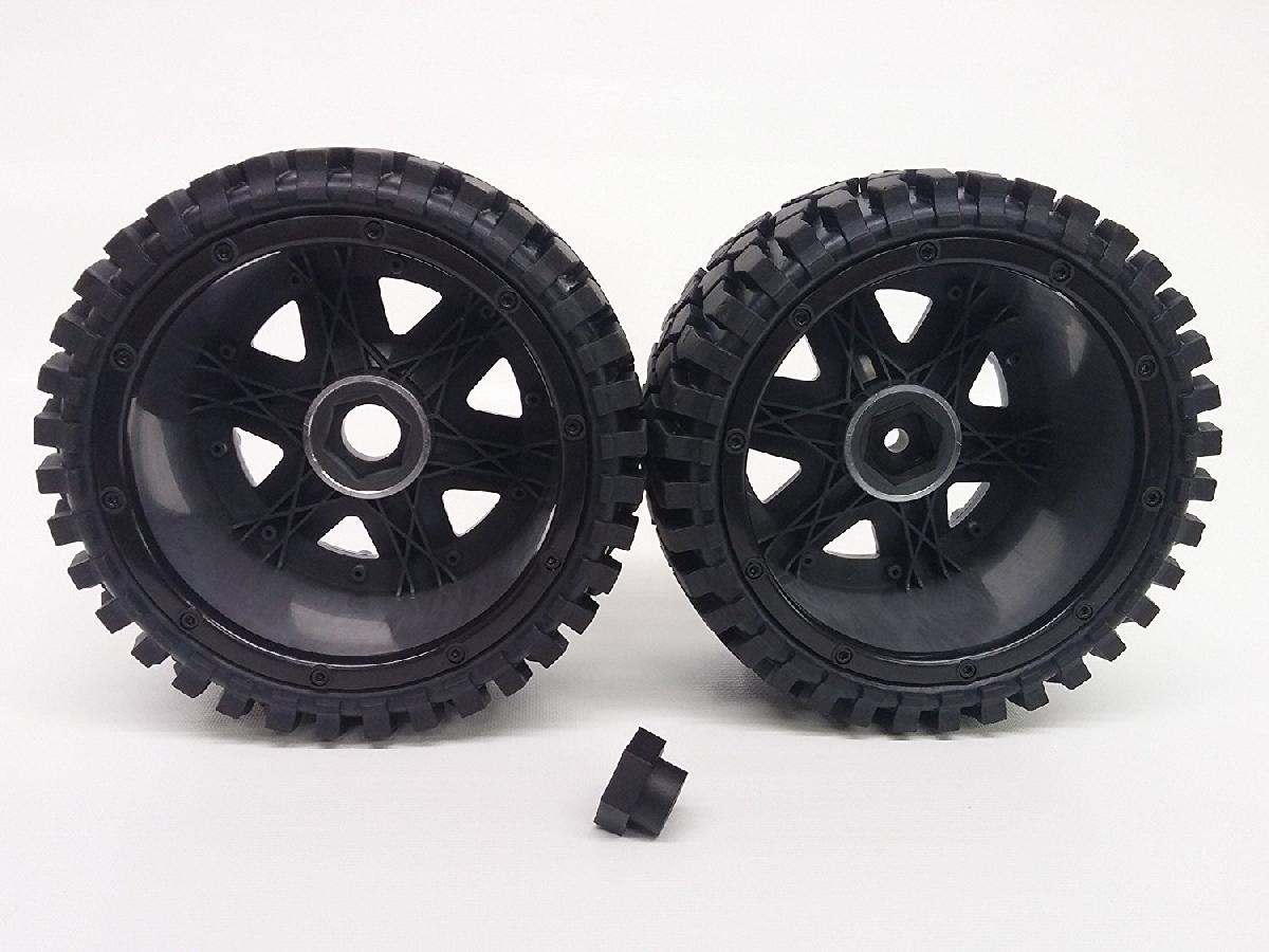 K-Rock Tires w/ Rear Yuma Beadlock Rims (Gun Metal/Black) (1 Pair) - Low profile Monster Truck tires with beadlocks.