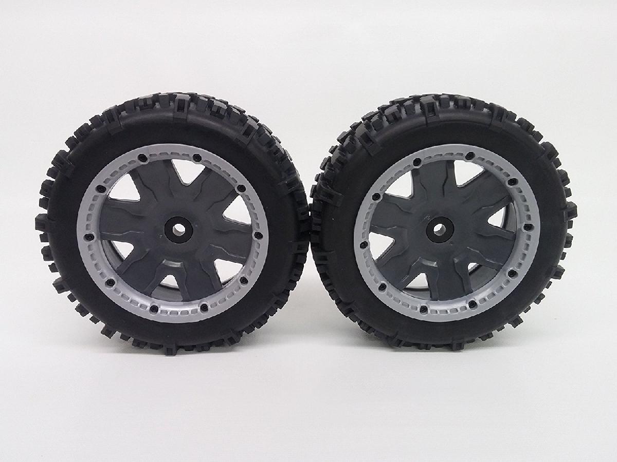 Swamp Dawg Tires w/ Rear Yuma Beadlock Rims (Gun Metal/Silver) (1 Pair) - Low profile Monster Truck tires with beadlocks.