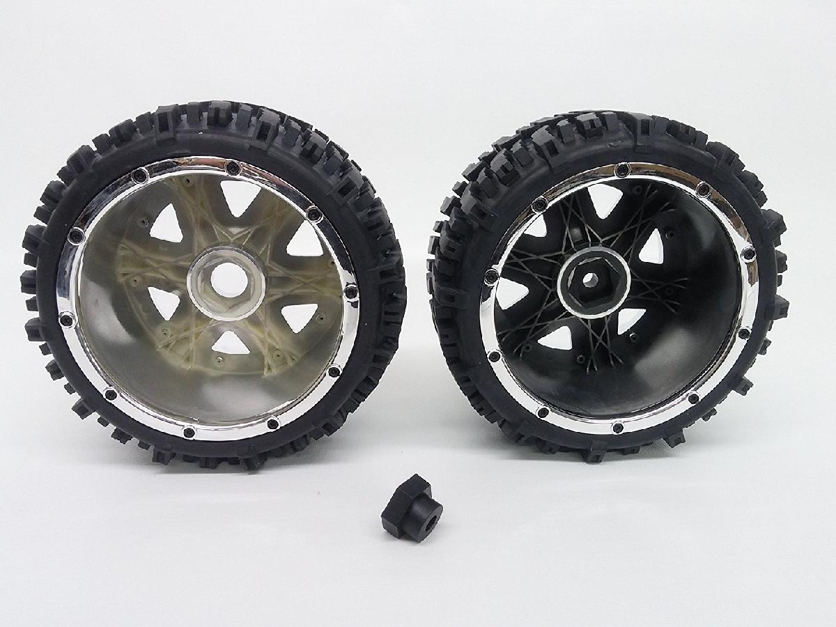 Swamp Dawg Tires w/ Rear Yuma Beadlock Rims (Chrome) (1 Pair) - Low profile Monster Truck tires with beadlocks.