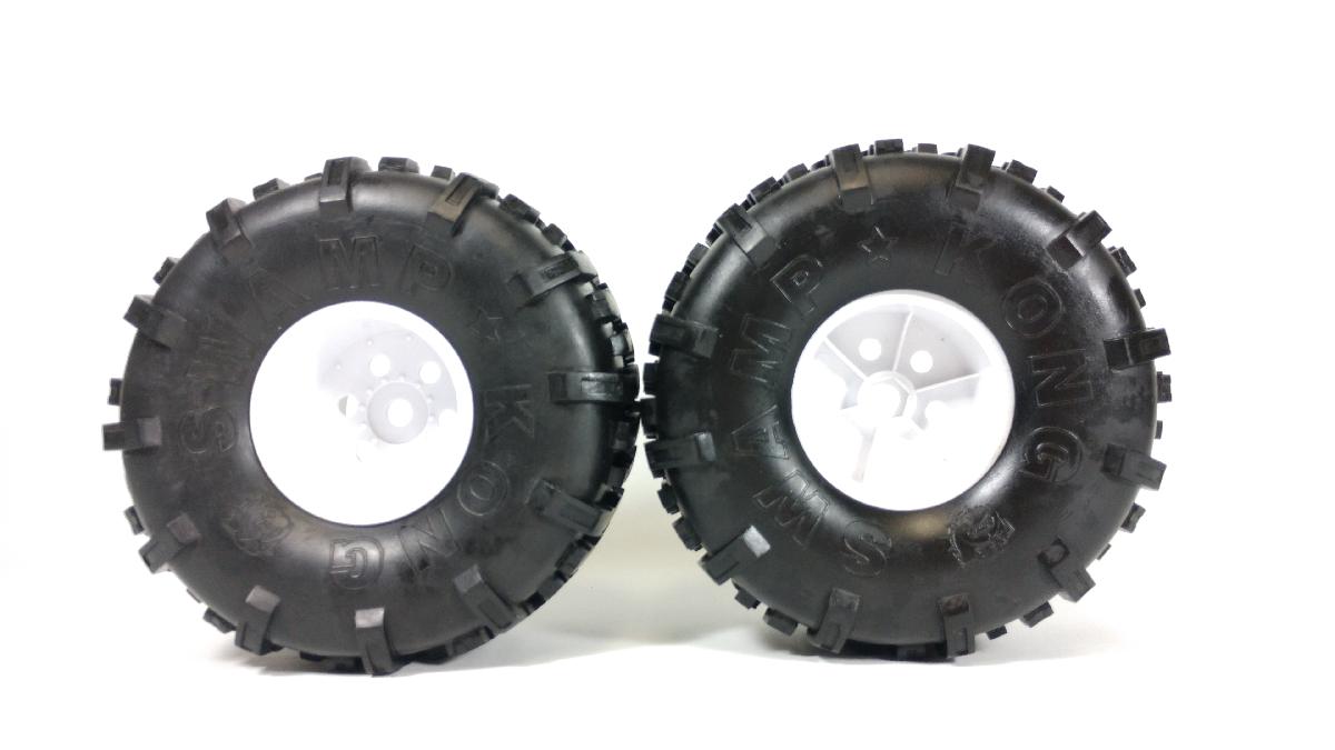 Swamp Kong Tire w/ Diamond Rims (White) (2 Pair) - (x4) Tires, rims, and foams!