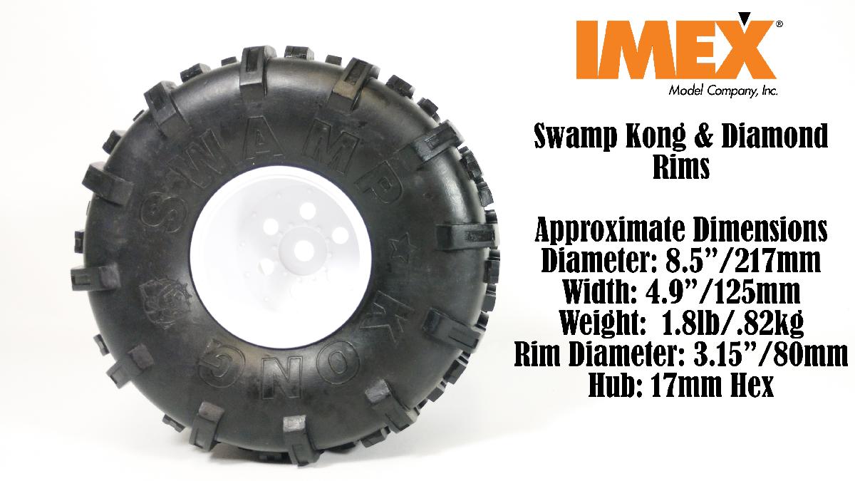 Swamp Kong Tire w/ Diamond Rims (White) (2 Pair) - (x4) Tires, rims, and foams!