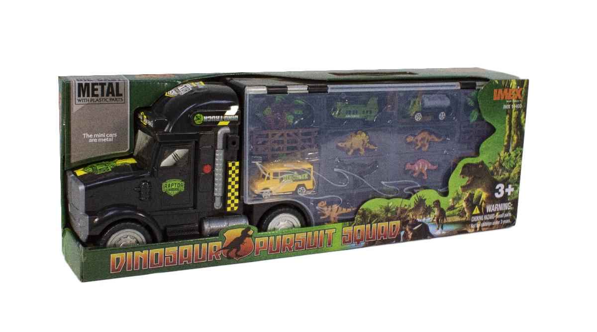 1:22 Scale Dinosaur Transport Vehicle Carrying Case With Die-Cast Dino Cars and Accessories
