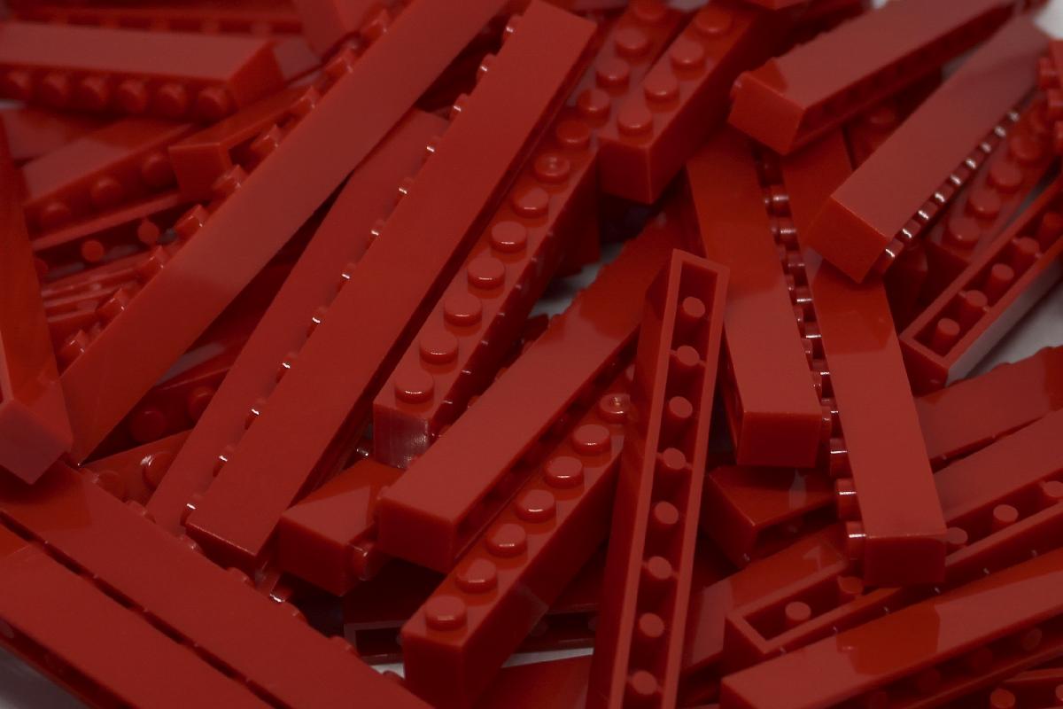  1X12 STUD RED BRICKS 80 PACK - COMPATIBLE WITH MAJOR BRANDS