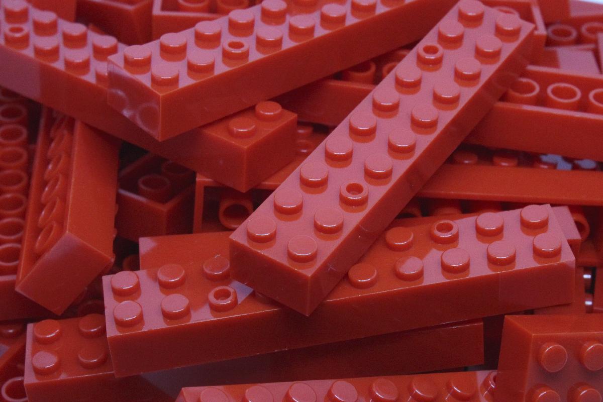  2X10 STUD RED BRICK 50 PACK - COMPATIBLE WITH MAJOR BRANDS