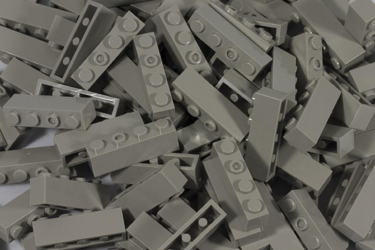 1X4 STUD BRICKS LIGHT GRAY 100 PACK - COMPATIBLE WITH MAJOR BRANDS