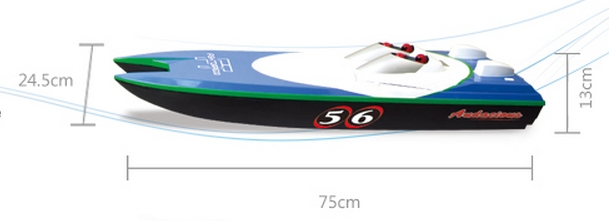 29.5 IN R/C BOAT. 2 Paint Schemes Available. Includes Radio, Battery and Charger