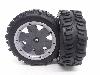 Swamp Dawg Tires w/ Rear Yuma Beadlock Rims (Gun Metal/Silver) (1 Pair) - Low profile Monster Truck tires with beadlocks.