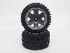 K-Rock Tires w/ Rear Yuma Beadlock Rims (Gun Metal/Silver) (1 Pair) - Low profile Monster Truck tires with beadlocks.