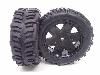 Swamp Dawg Tires w/ Front Yuma Beadlock Rims (Black) (1 Pair) - Low profile Monster Truck tires with beadlocks.