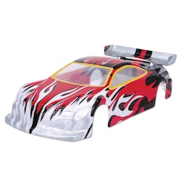 1/10 ON-ROAD BODY (RED/WHITE FLAME)