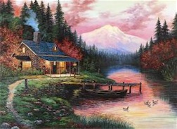 COTTAGE BY THE LAKE 500 PIECE PUZZLE